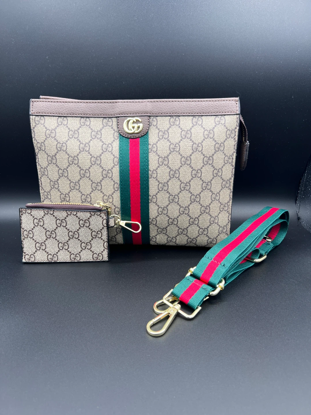 Gucci GG Monogram Pouch Set with Strap