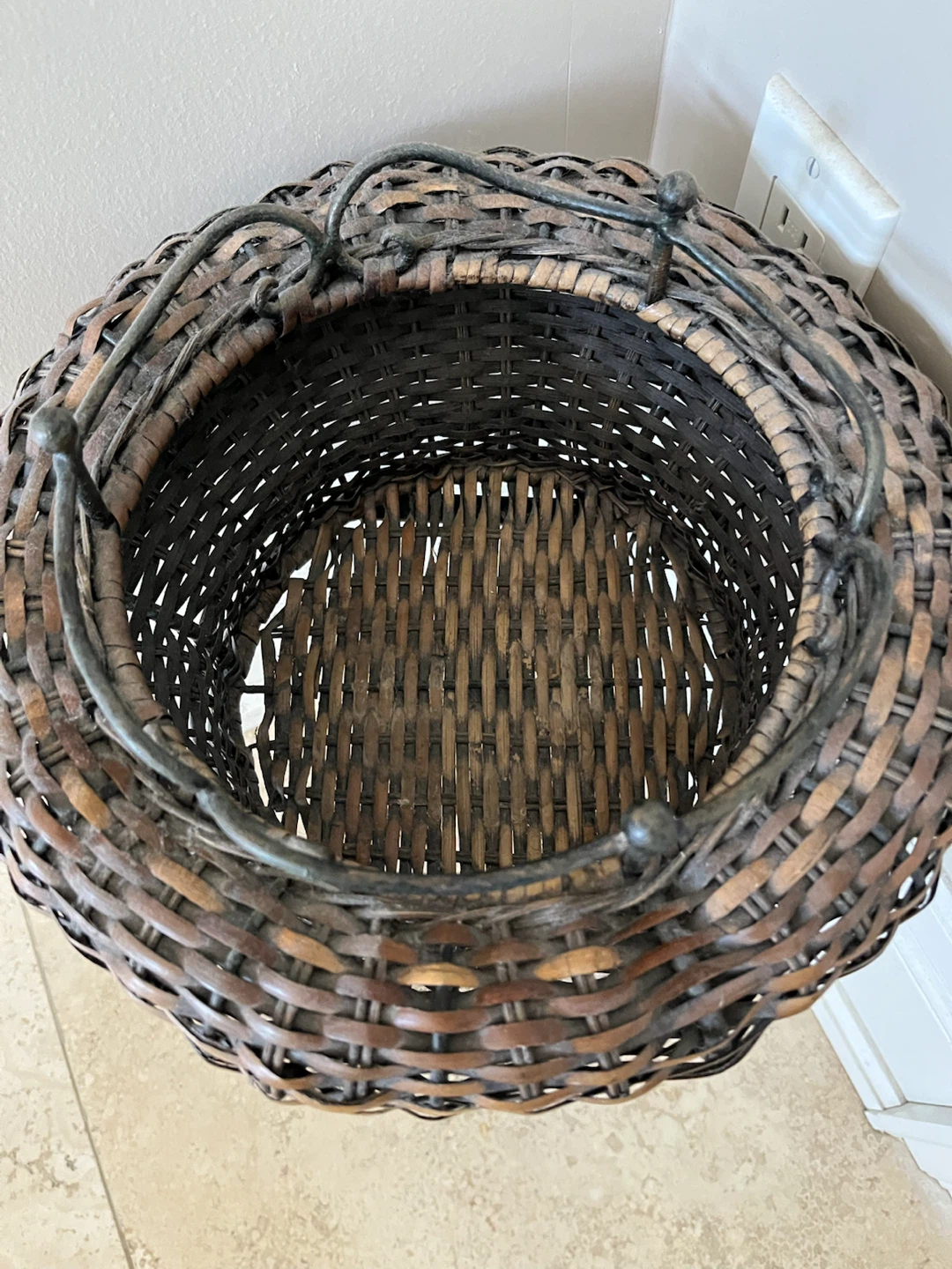 Woven Basket Plant Holder with Metal Stand - photo 2