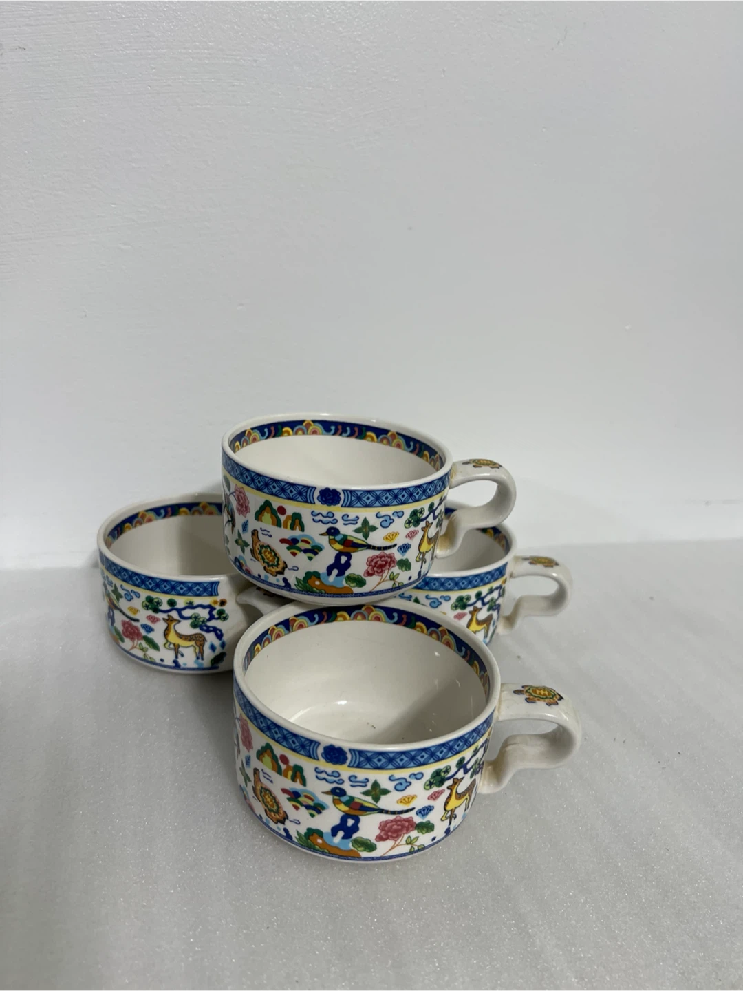 Set of 4 Ceramic Korean Tea Cup and Saucer Set with Handle - photo 2