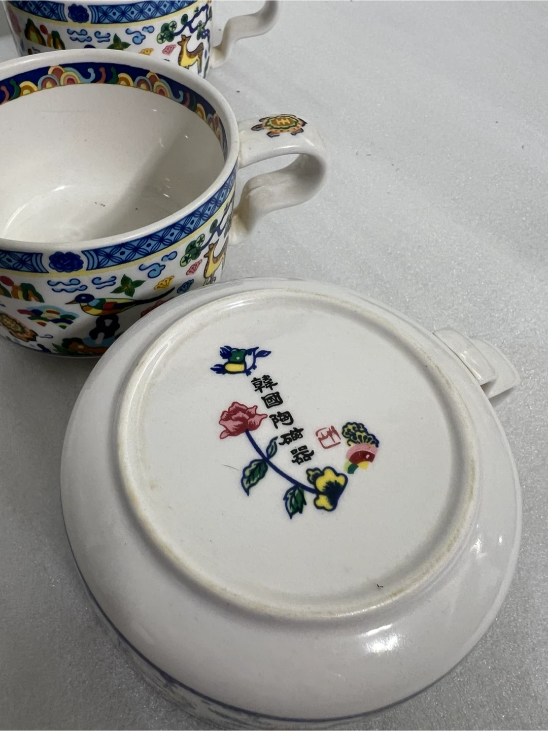 Set of 4 Ceramic Korean Tea Cup and Saucer Set with Handle - photo 5