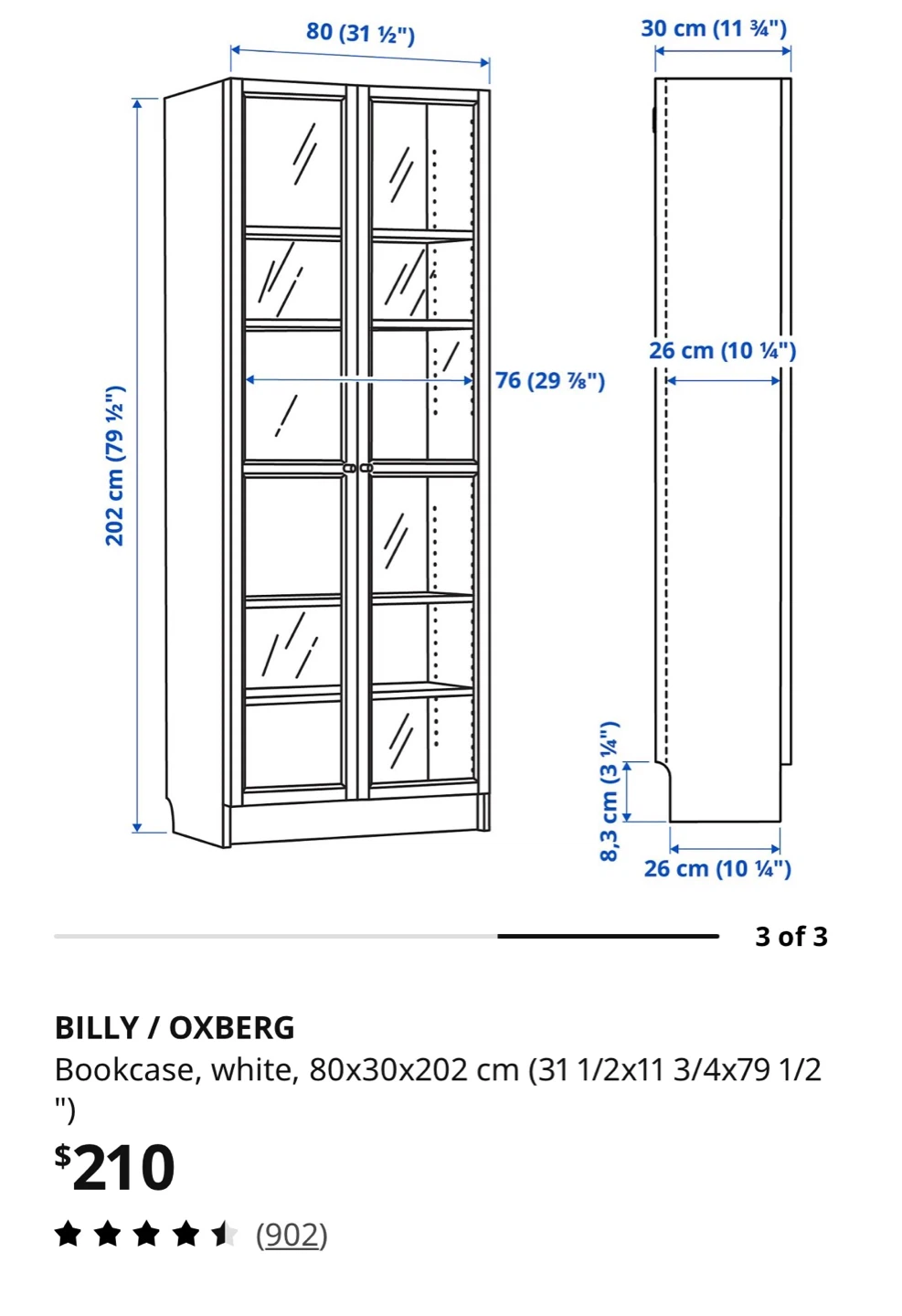 IKEA BILLY / OXBERG Bookcase - White - photo 2