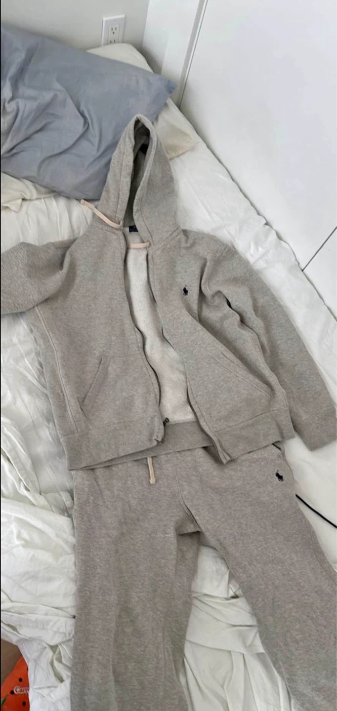 Grey Polo Ralph Lauren Hoodie & Sweatpants Set Size Latge