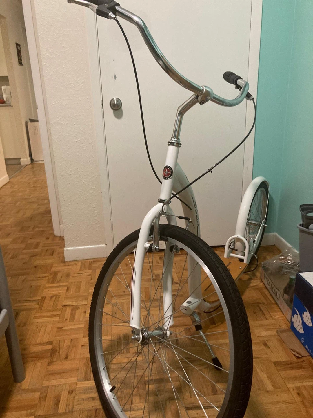 White Kick Scooter with Large Wheels