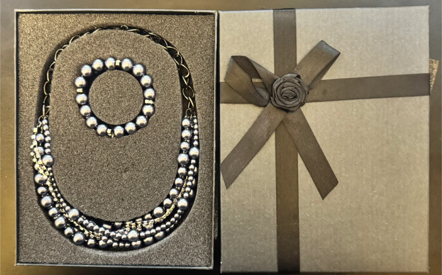 Pearl Necklace and Bracelet Set with Gift Box