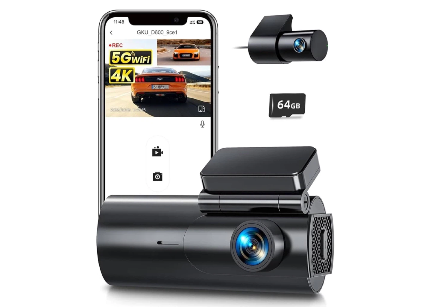 4K Dash Cam with 64GB Card and Night Vision