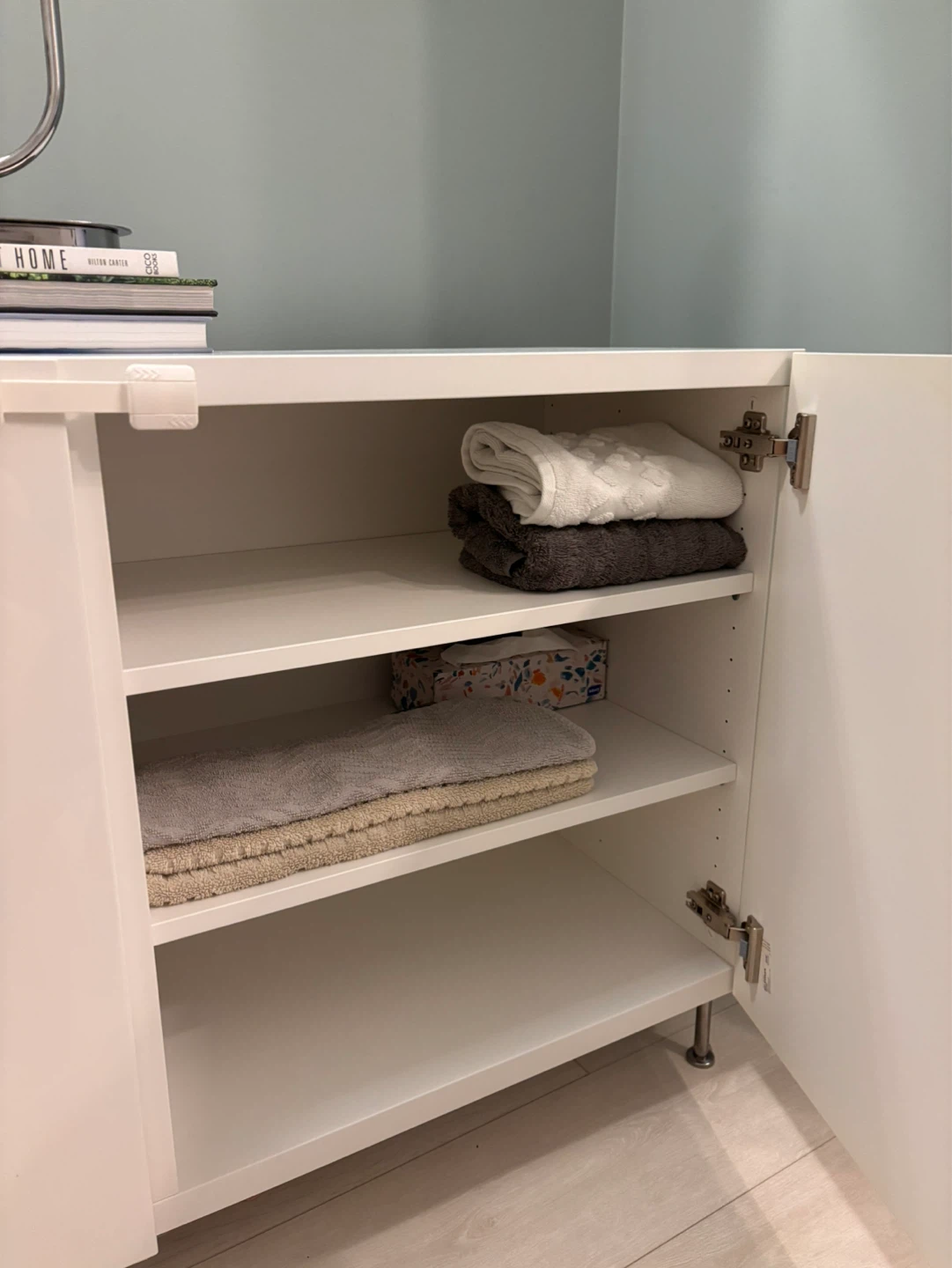White IKEA Two-Door Cabinet with Shelving - photo 2