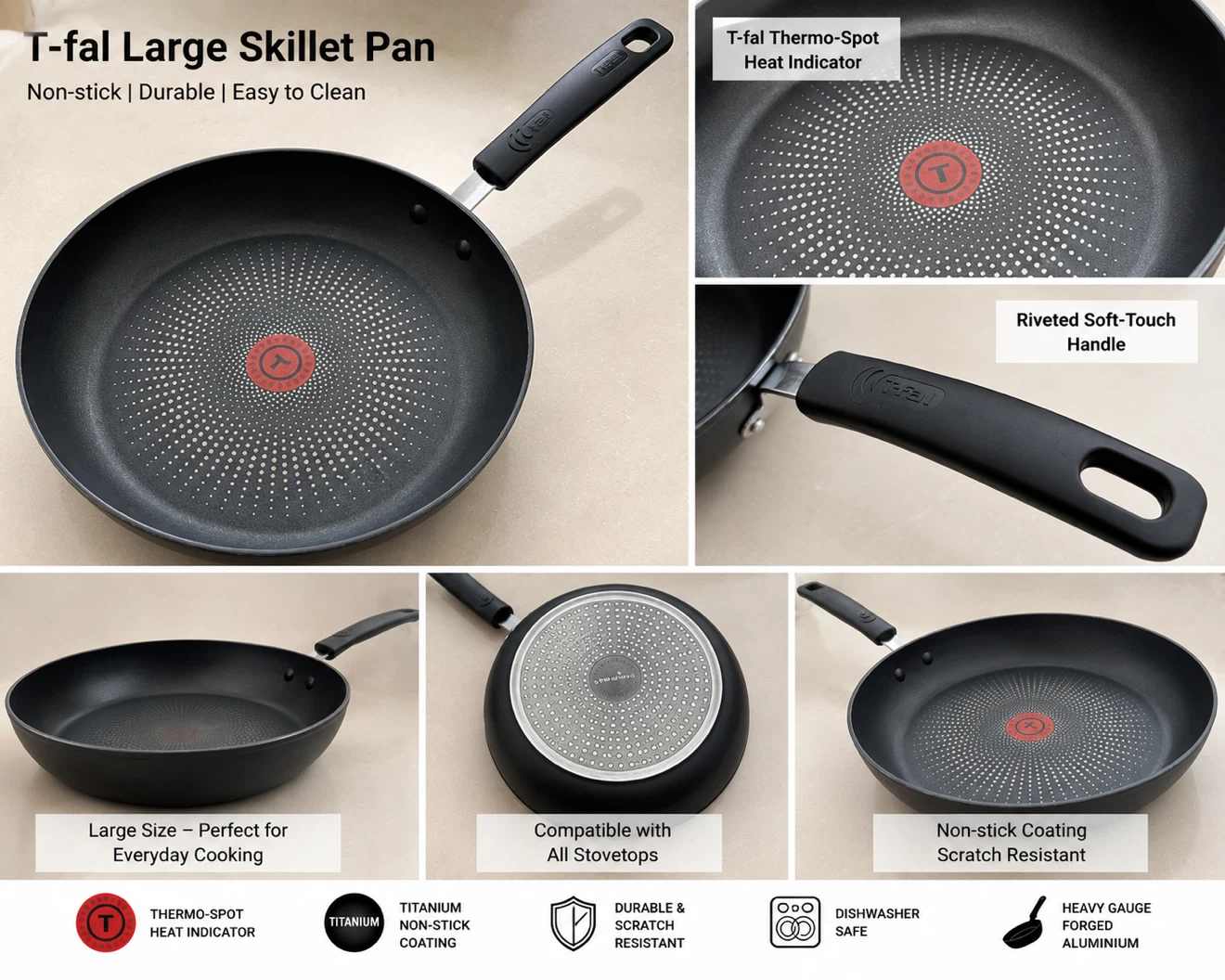 T-fal Large Non-Stick Skillet Pan – Excellent Condition - photo 4
