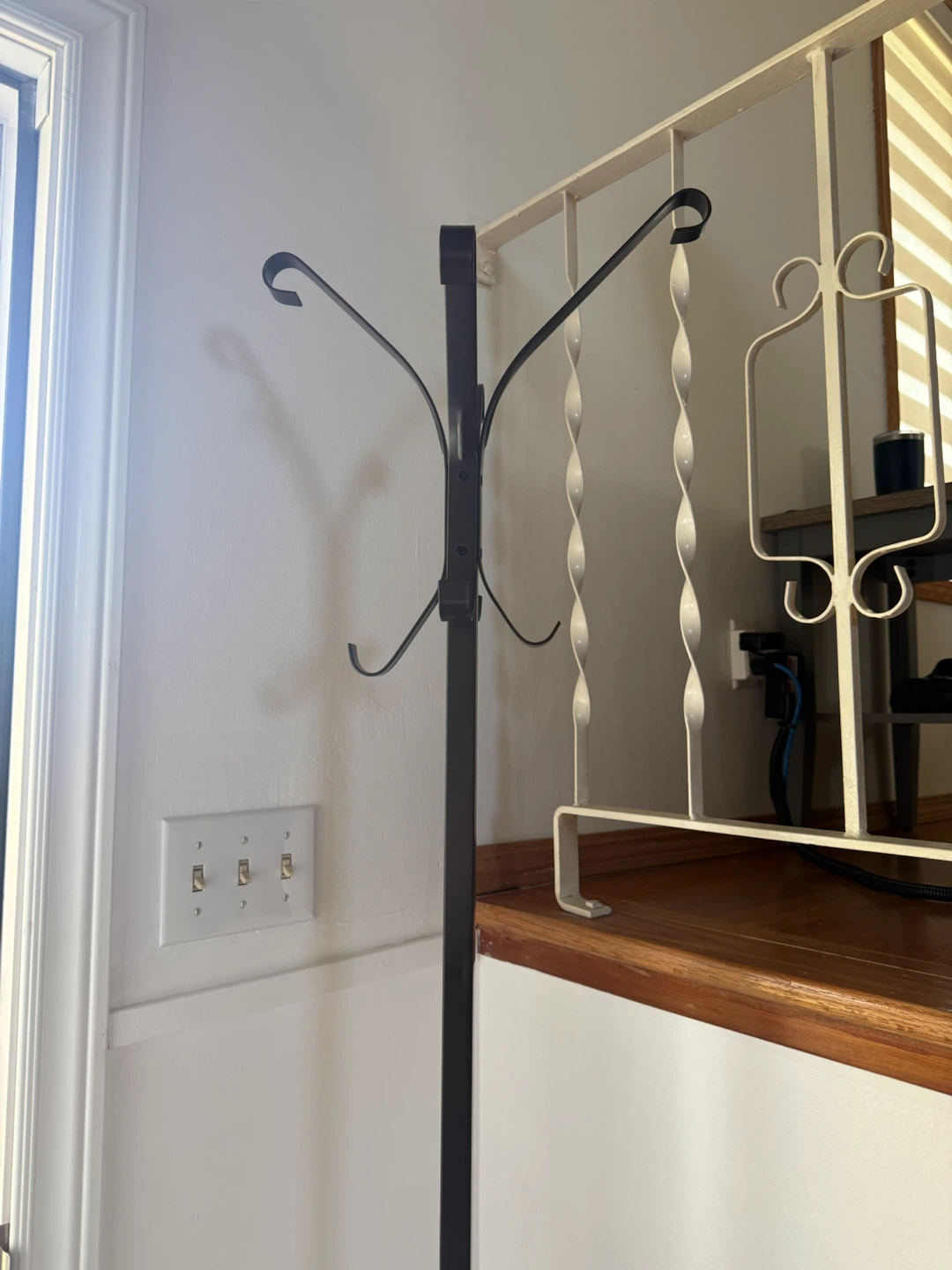 Heavy Duty Black Metal Coat Rack Stand | Entryway Hall Tree - photo 3