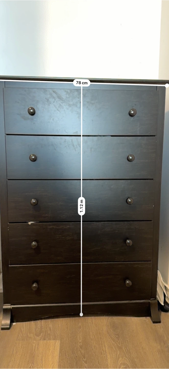 Dark Wood 5-Drawer Dresser - photo 2