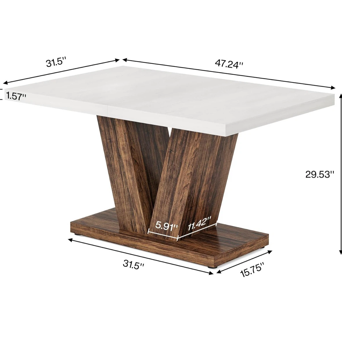 New Tribesigns Modern Dining Table with V-Shaped Pedestal Base - photo 2