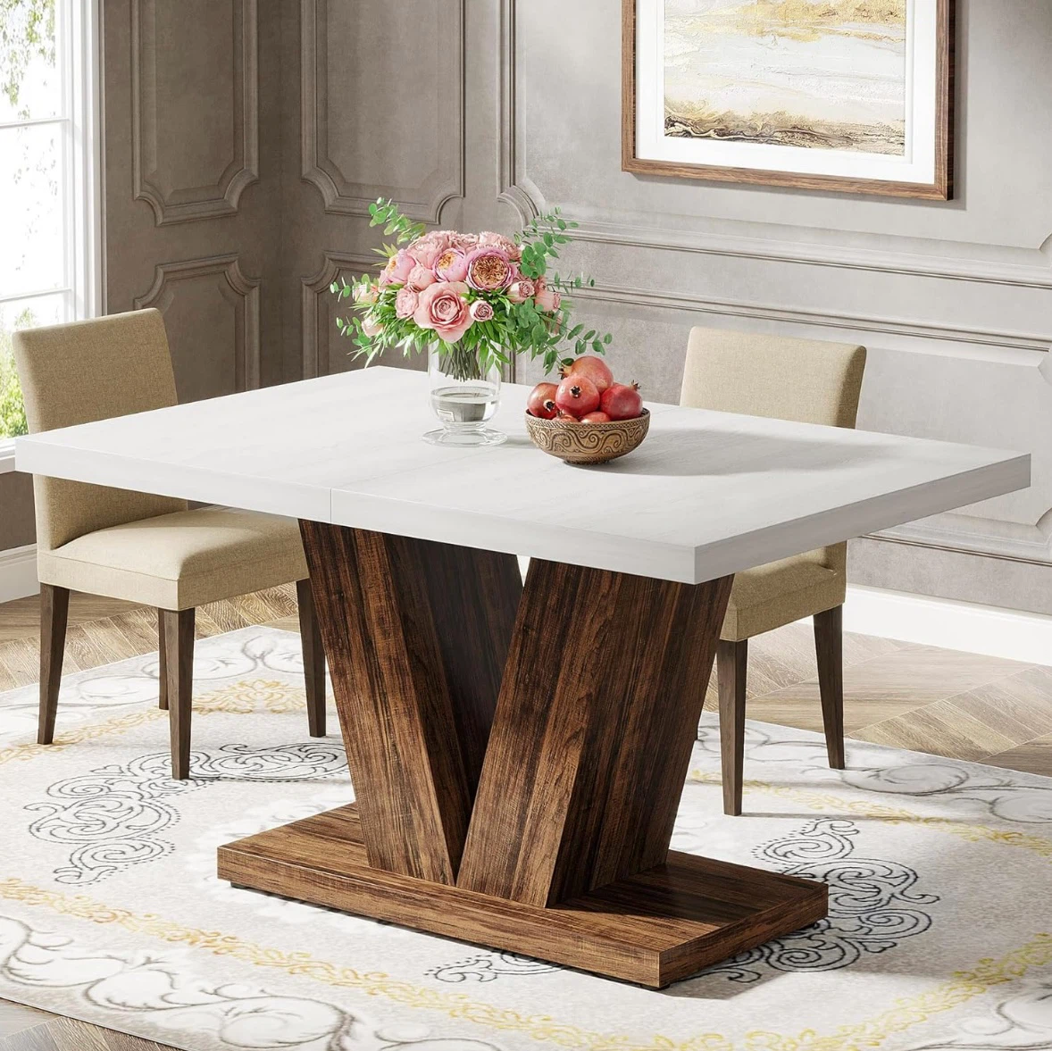 New Tribesigns Modern Dining Table with V-Shaped Pedestal Base - photo 3