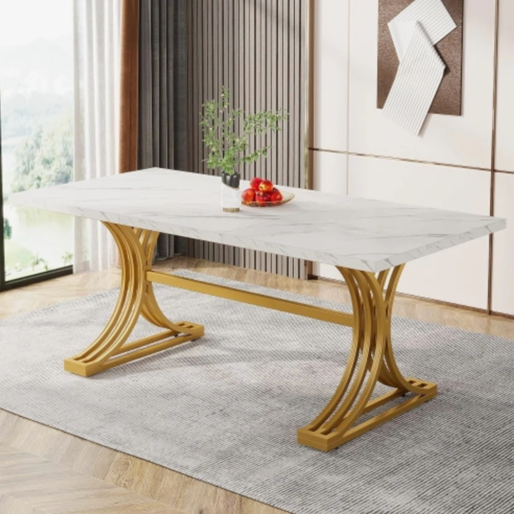 Brand new White Marble Dining Table with Gold Base