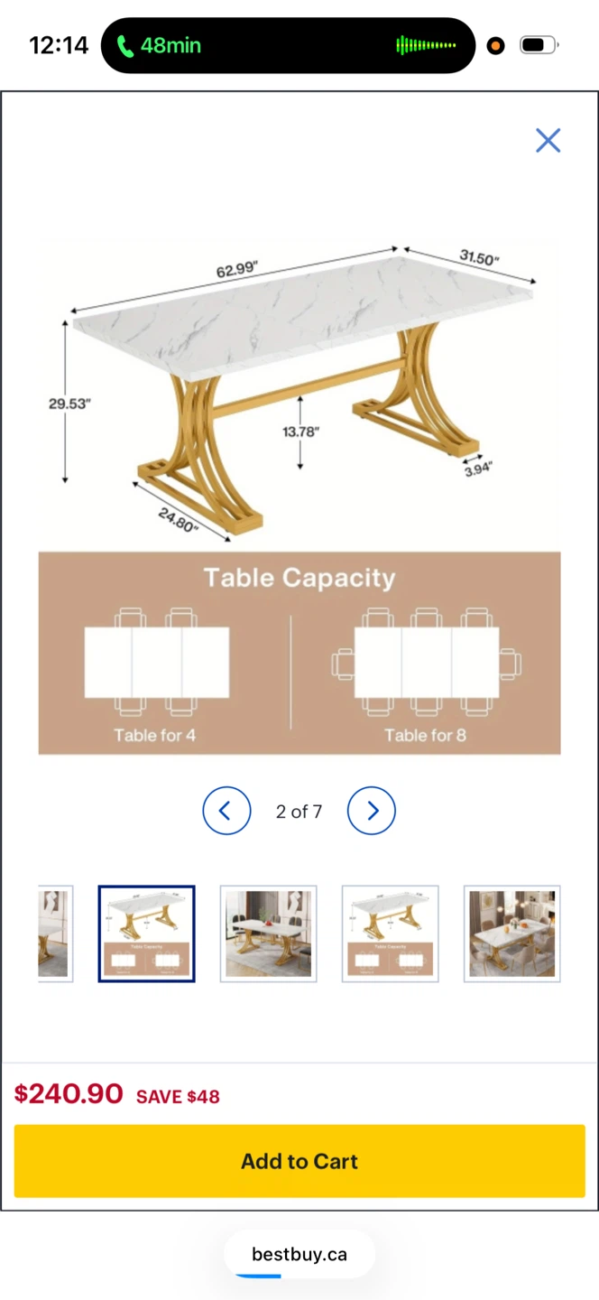 Brand new White Marble Dining Table with Gold Base - photo 2