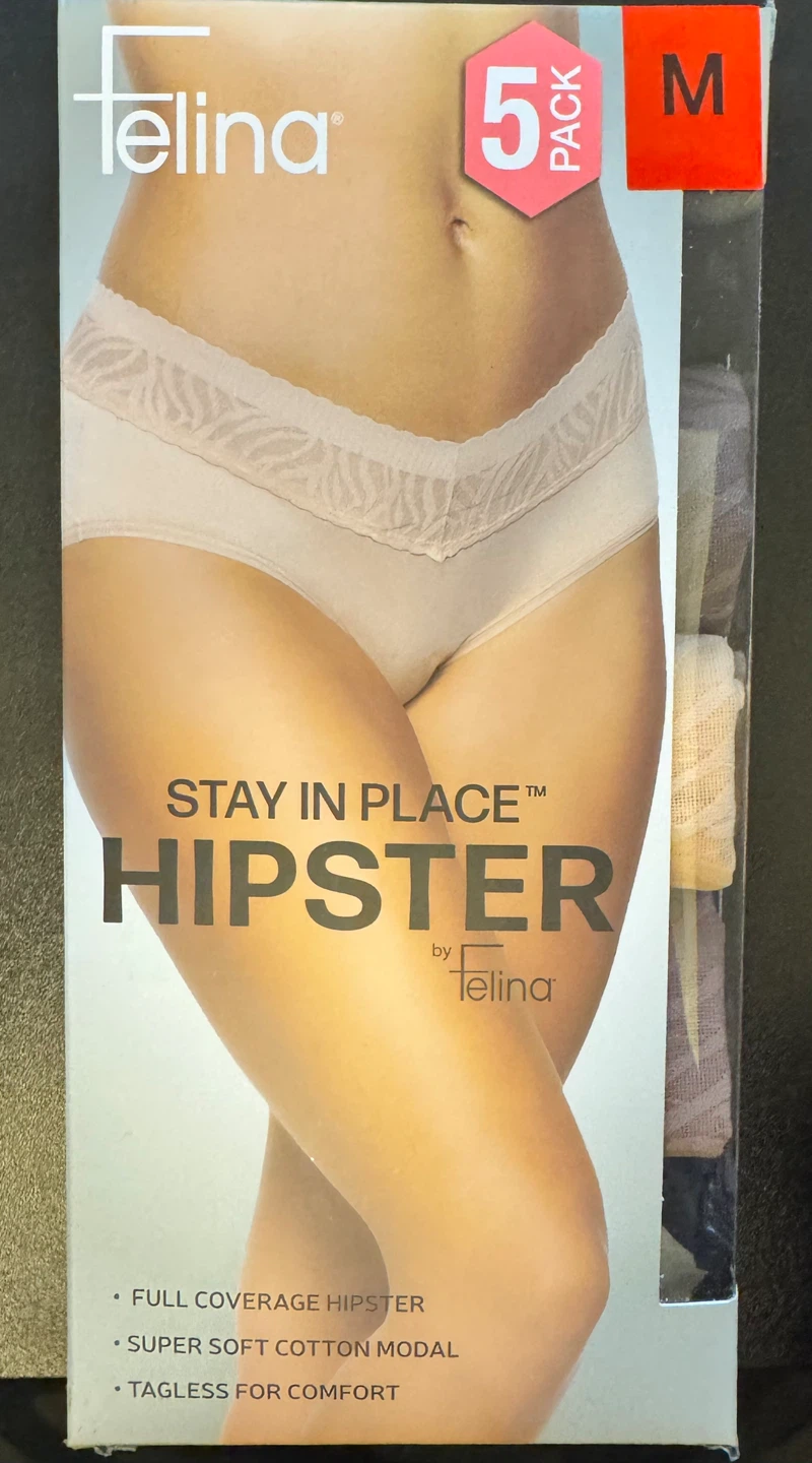 Felina Stay In Place Hipster Panties 5 Pack Medium