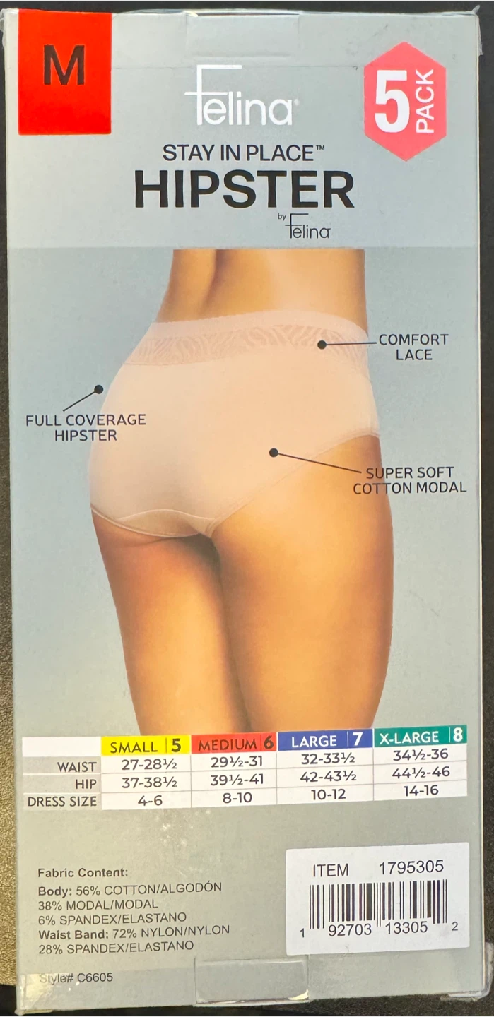 Felina Stay In Place Hipster Panties 5 Pack Medium - photo 2