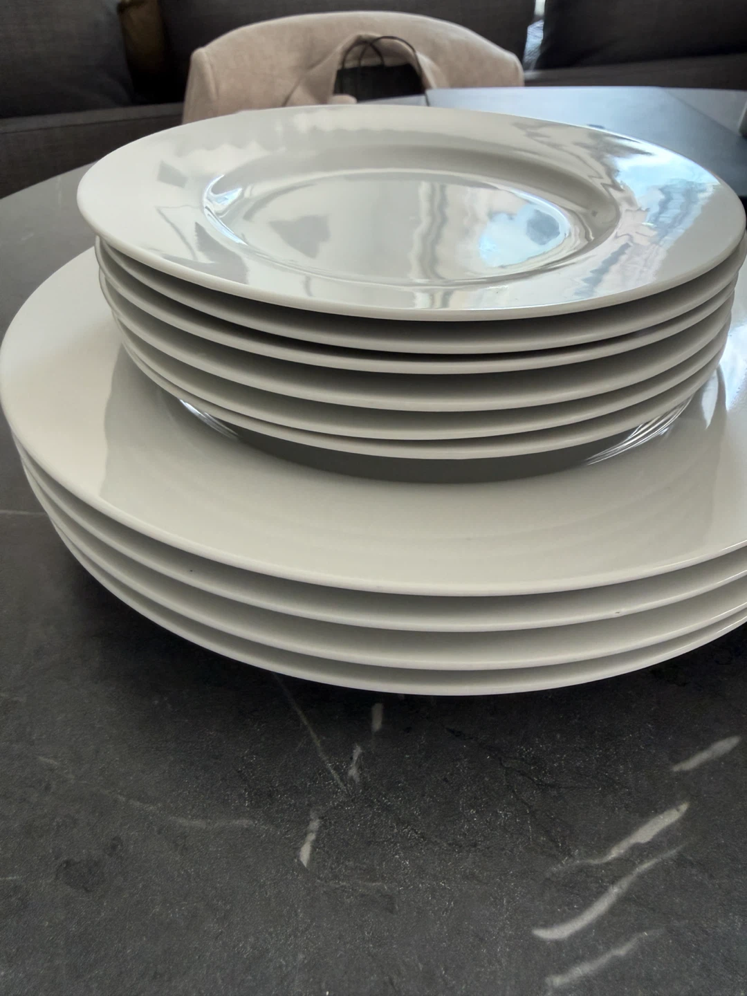 Set of 6 White Ceramic Bowls and 10 Plates - photo 2