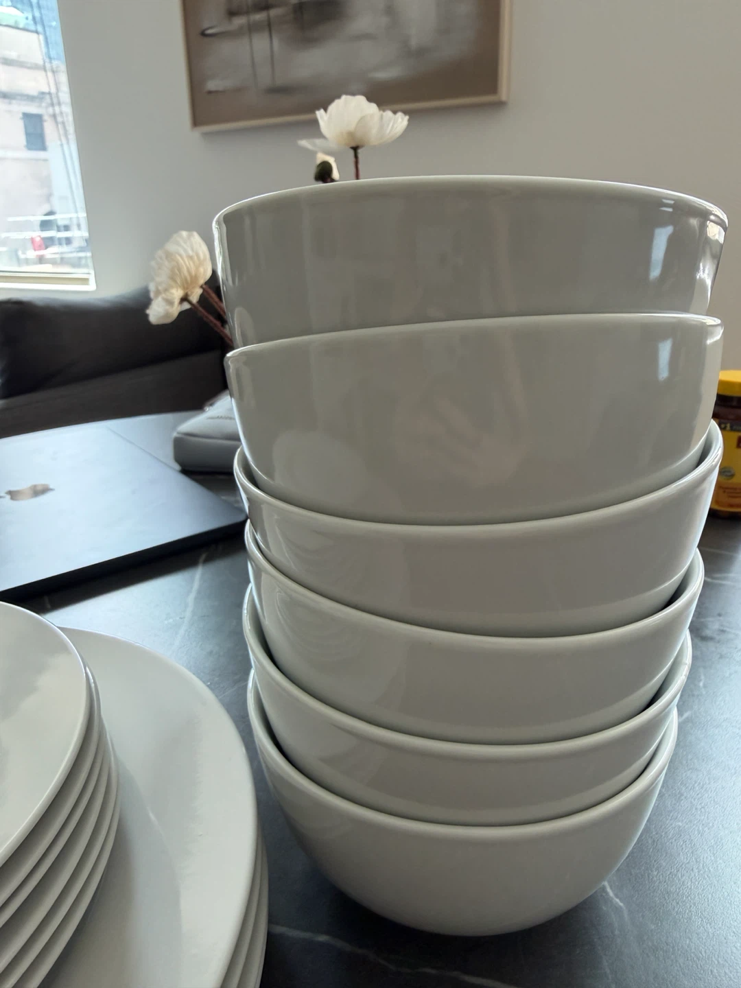Set of 6 White Ceramic Bowls and 10 Plates - photo 3
