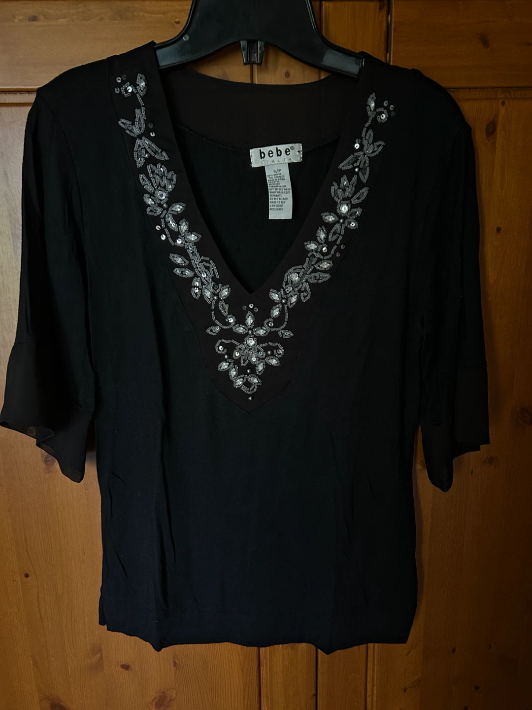 NEW Bebe Black Beaded Top