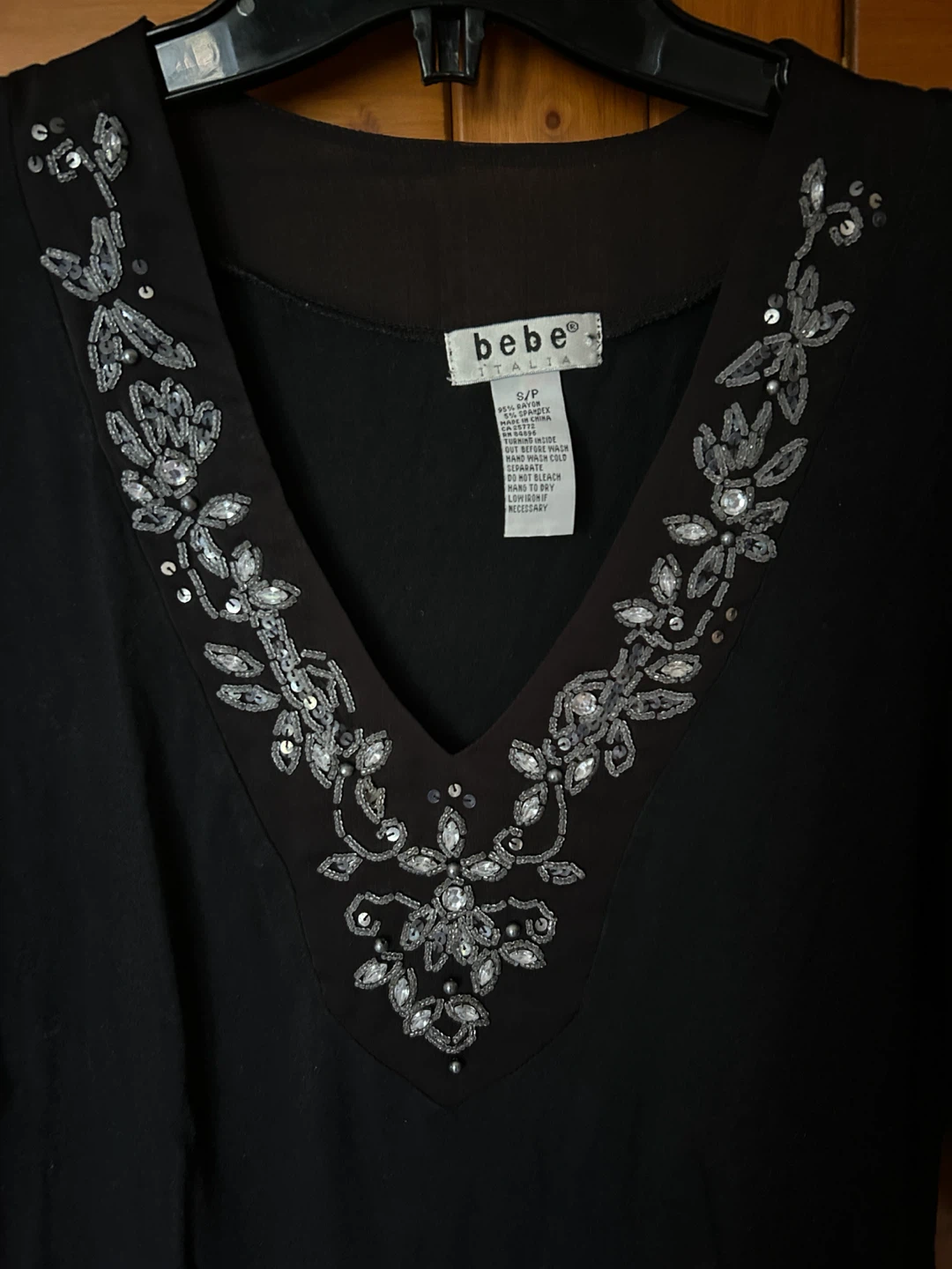 NEW Bebe Black Beaded Top - photo 2