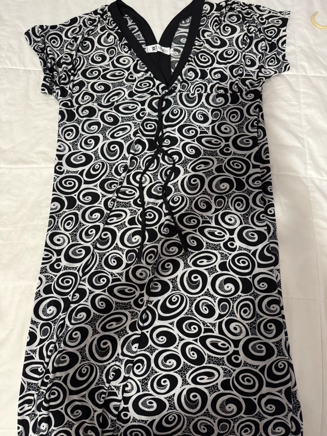SanJan "Screat" Black & White Swirl Dress