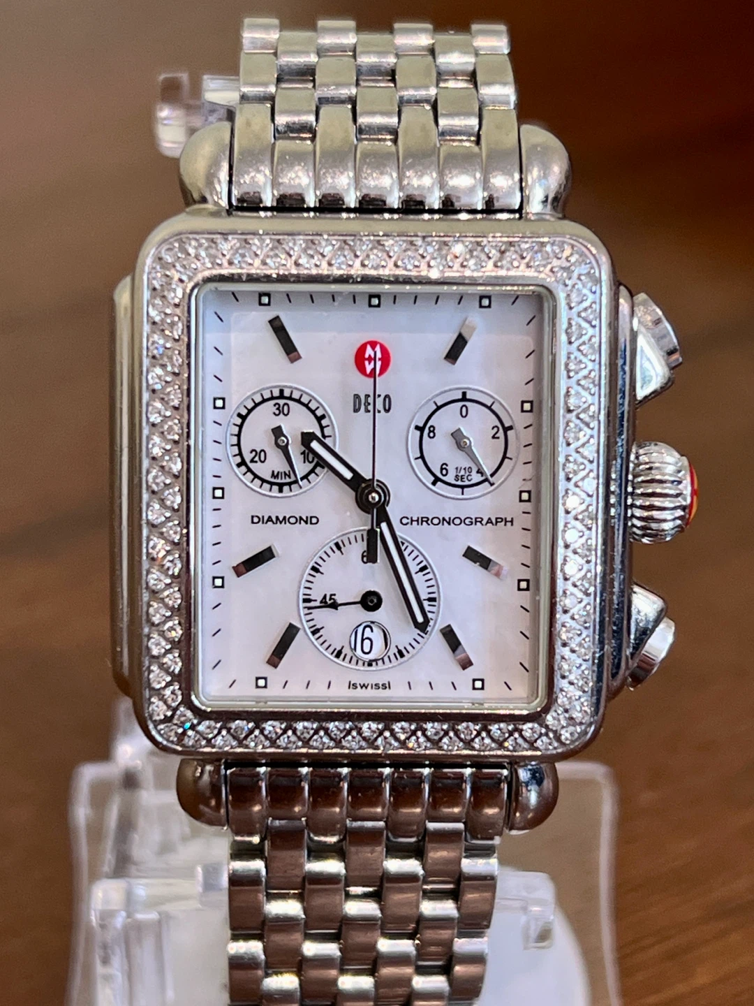 Michele Deco Luxury Swiss Chronograph Diamond Watch