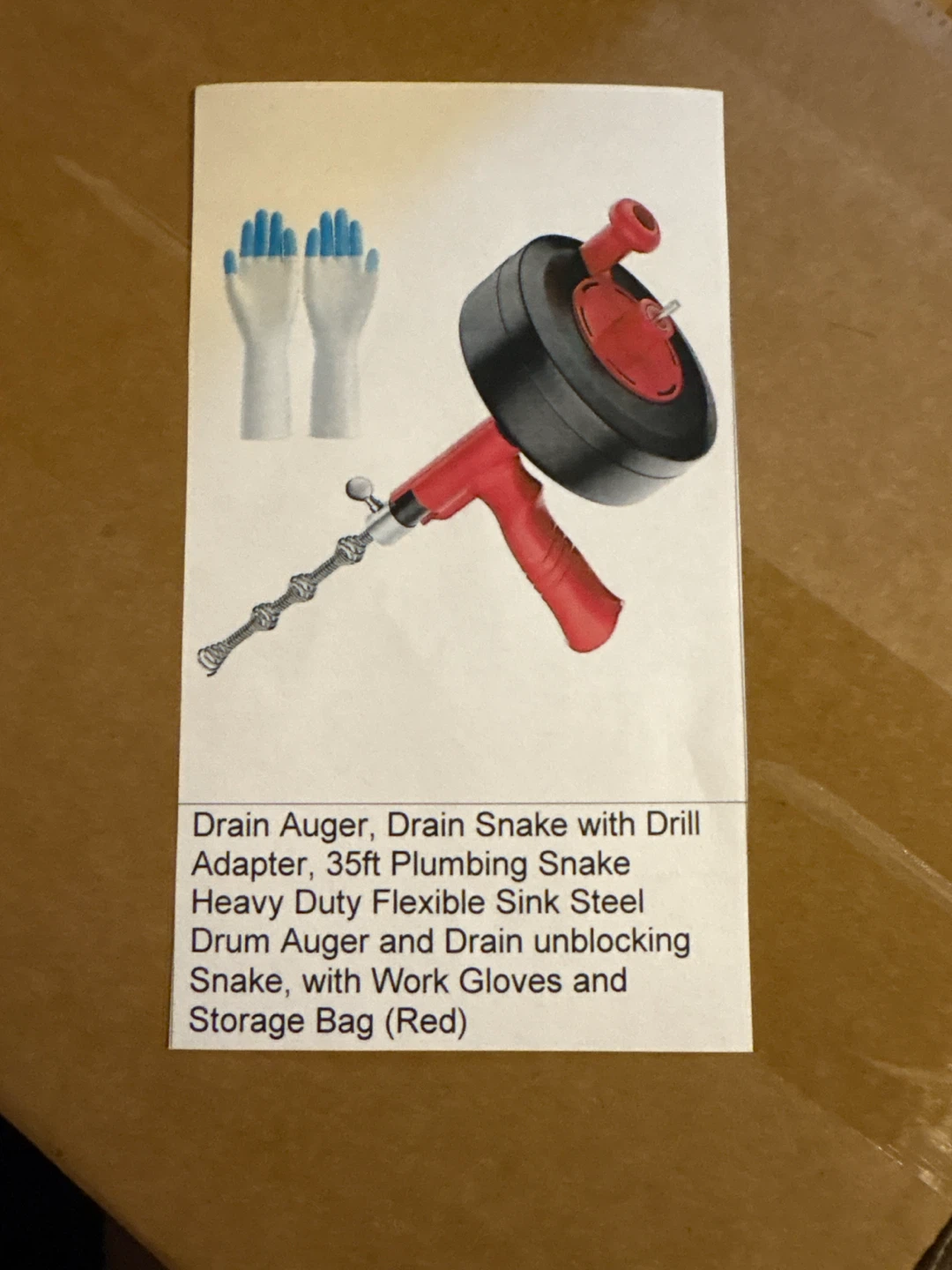 Drain Auger Snake with Drill Adapter - 35ft