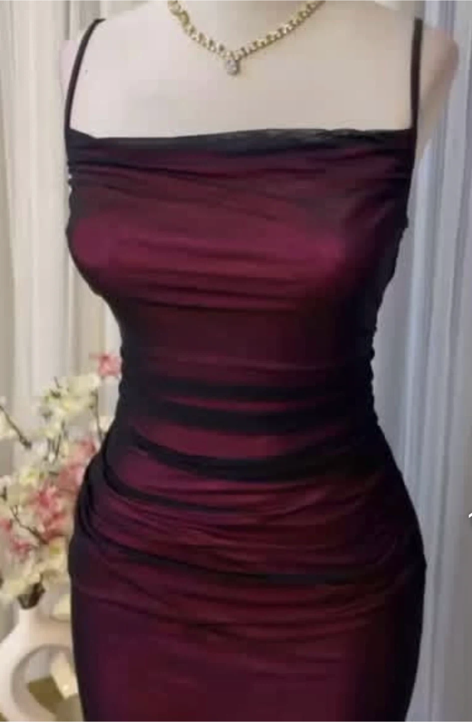 Sheer Overlay Ruched Dress
