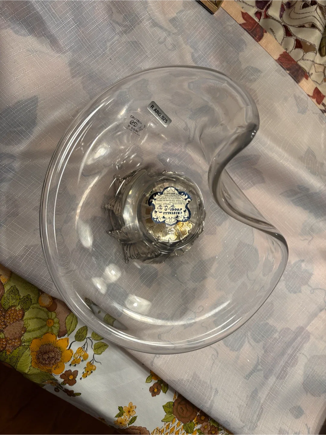 Crystal Clear Serving Bowl with Silver Butterfly Base - photo 2
