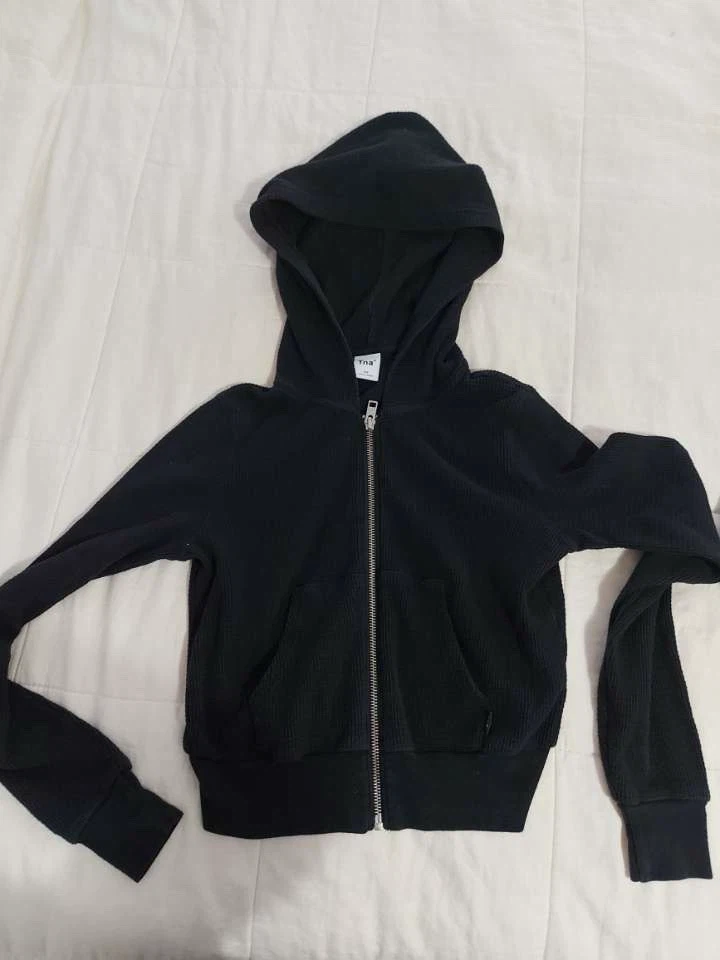 Tna Black Corduroy Zip-Up Hoodie