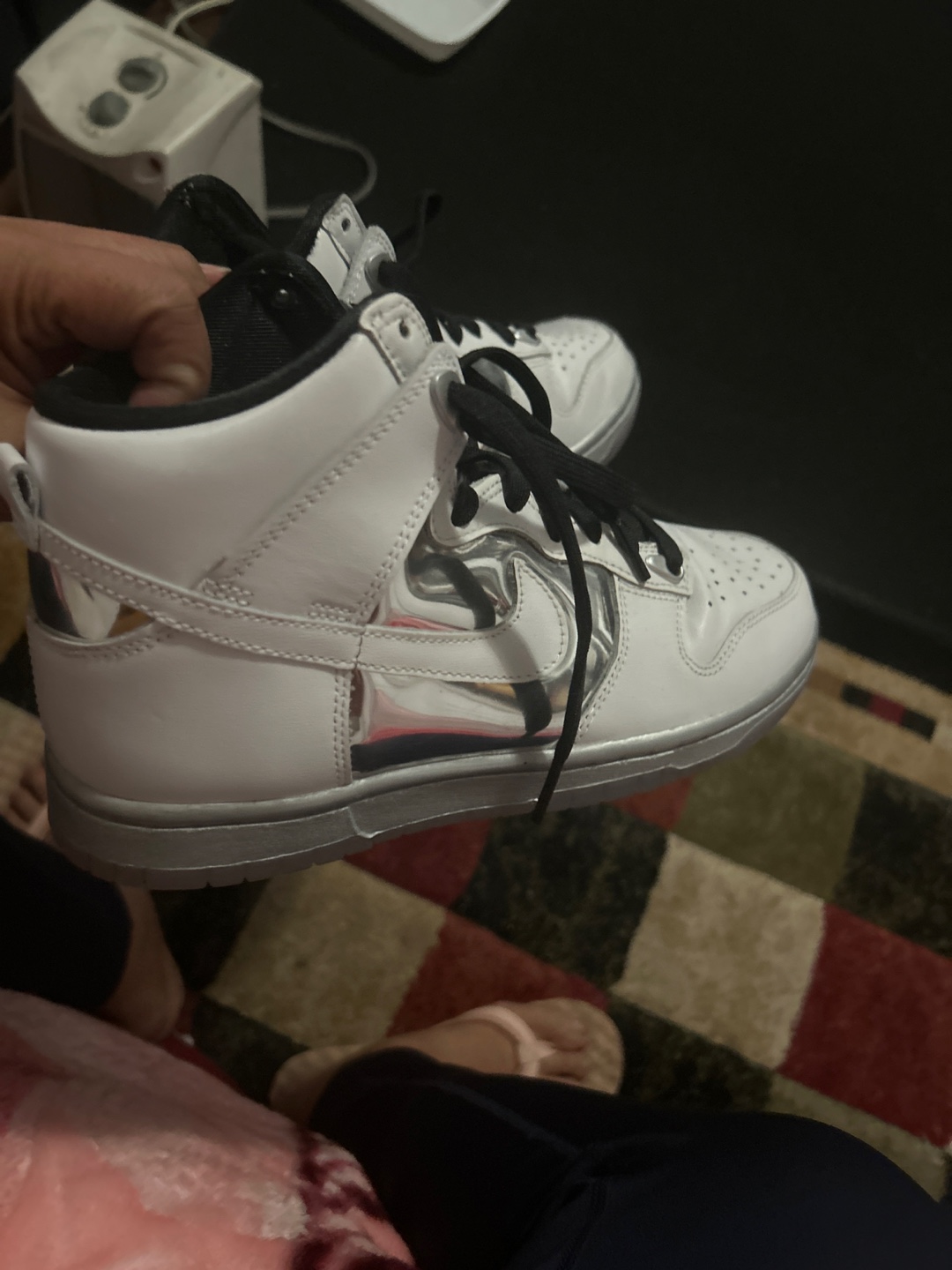 Nike Dunk High White Silver Sneakers