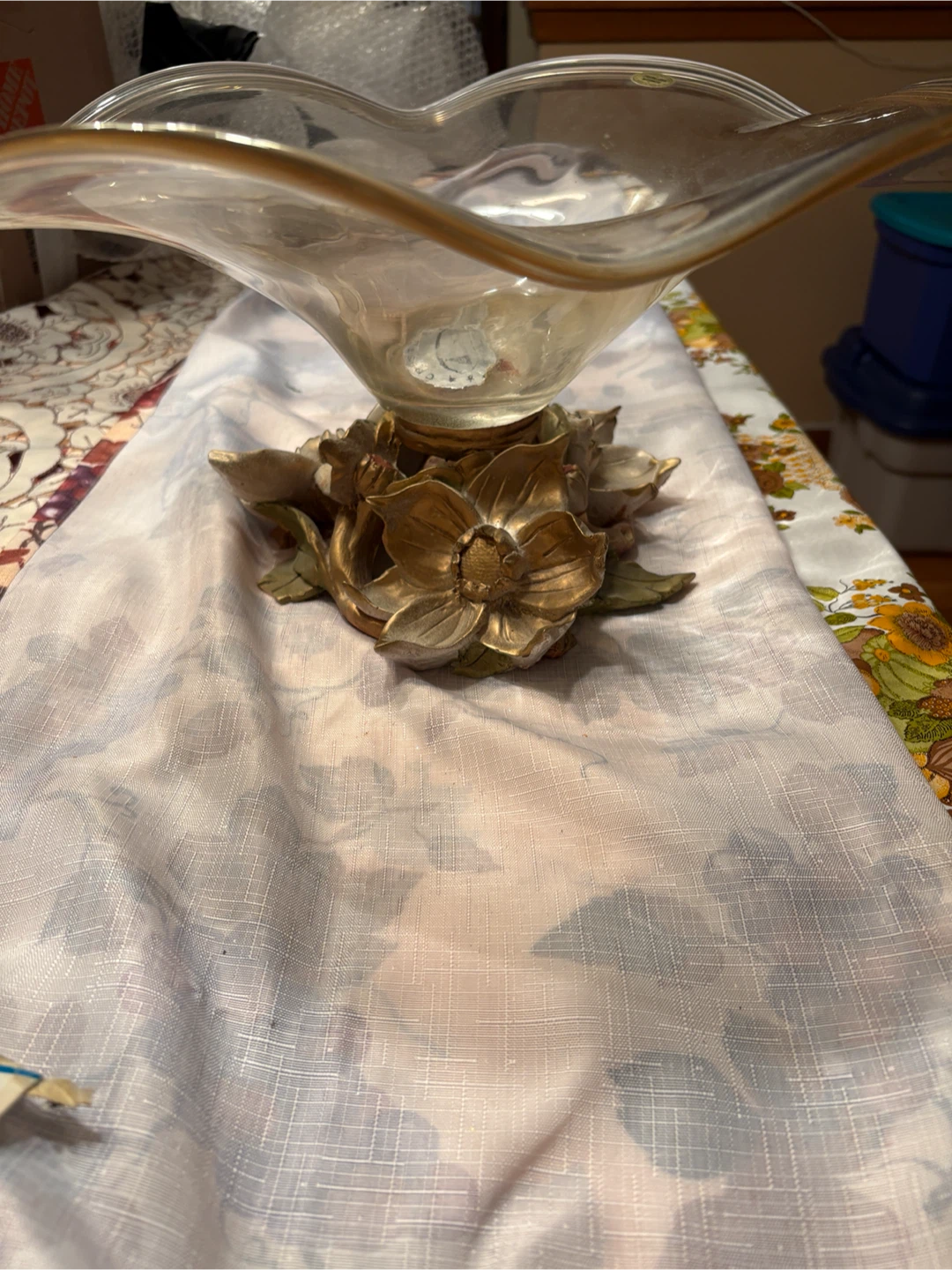 Decorative Glass Fruit Bowl with Floral Base - photo 2