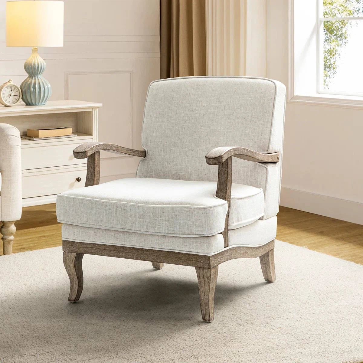 Amilio 28” Farmhouse Armchair – Ivory