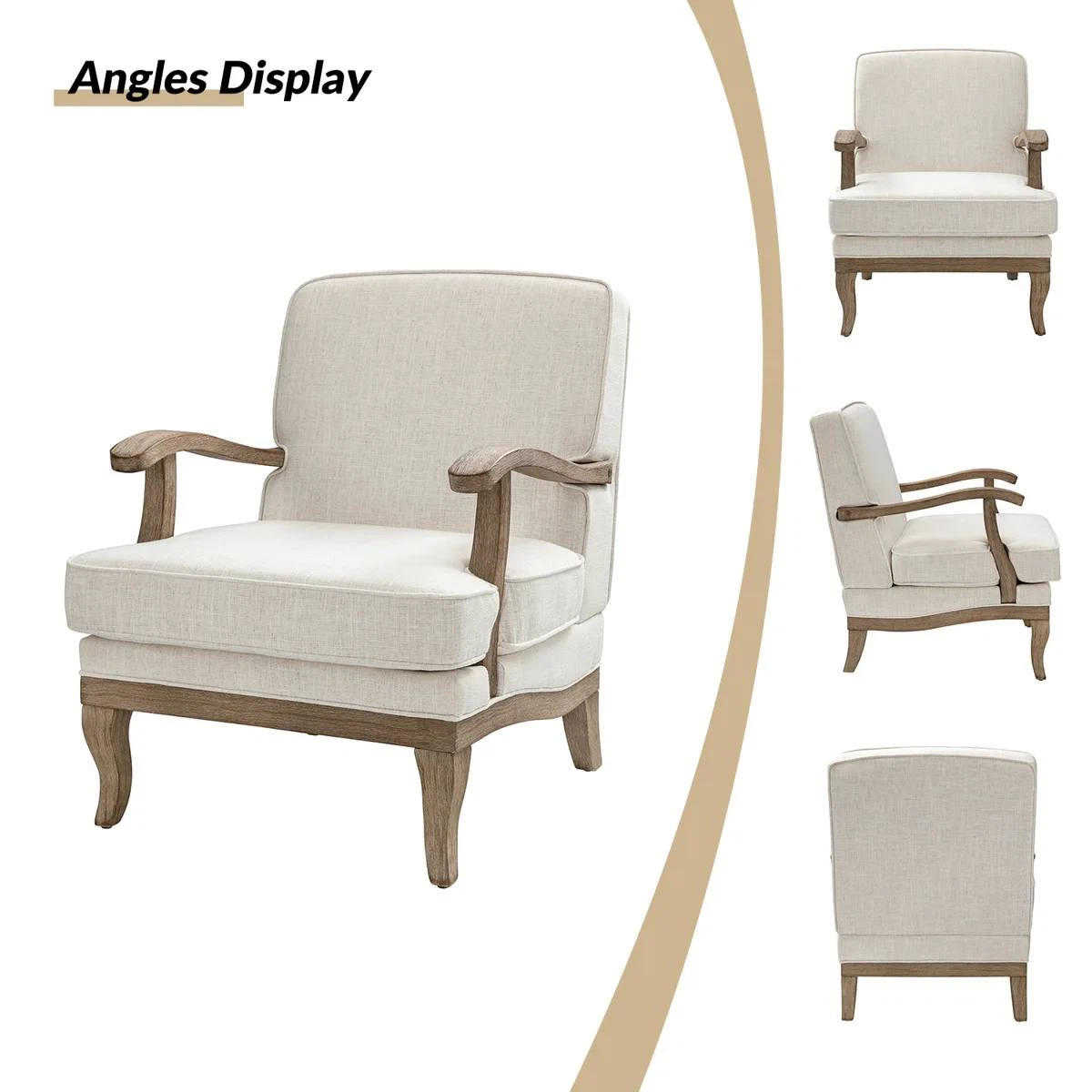 Amilio 28” Farmhouse Armchair – Ivory - photo 4