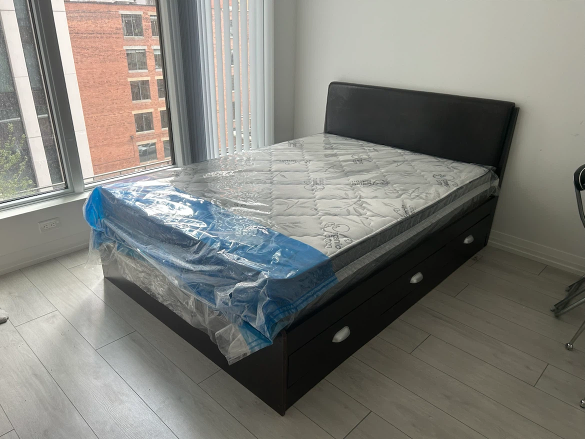 Queen Dark Brown Bed Frame with Storage Drawers