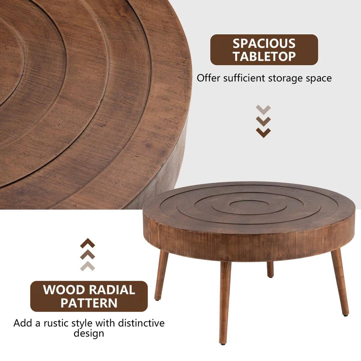 Set of 2 Round Wood Coffee Tables - photo 4