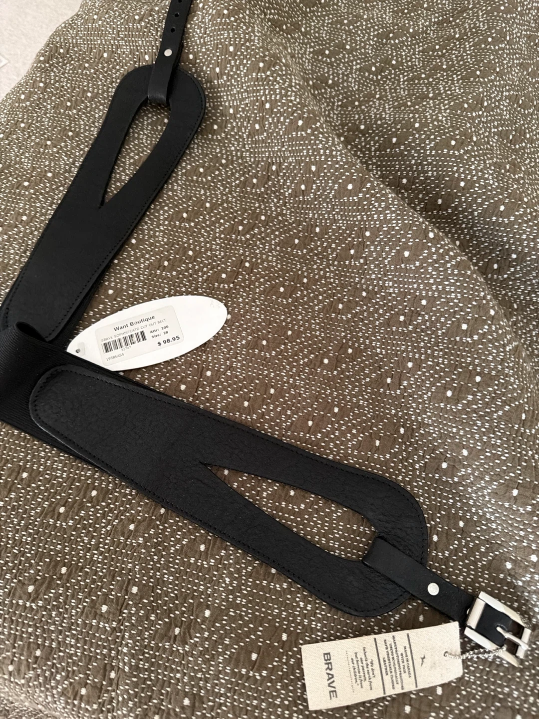 BRAVE Women's Scissor Cut Belt Black Leather Size 30
