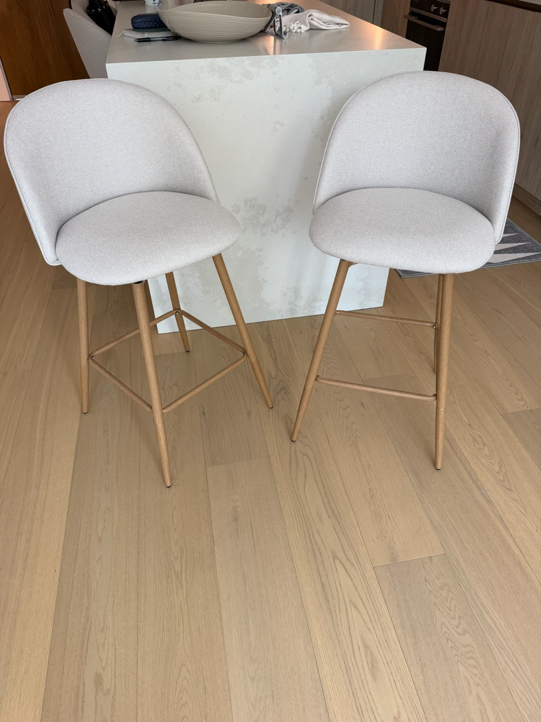 Beige counter height bar stools x2