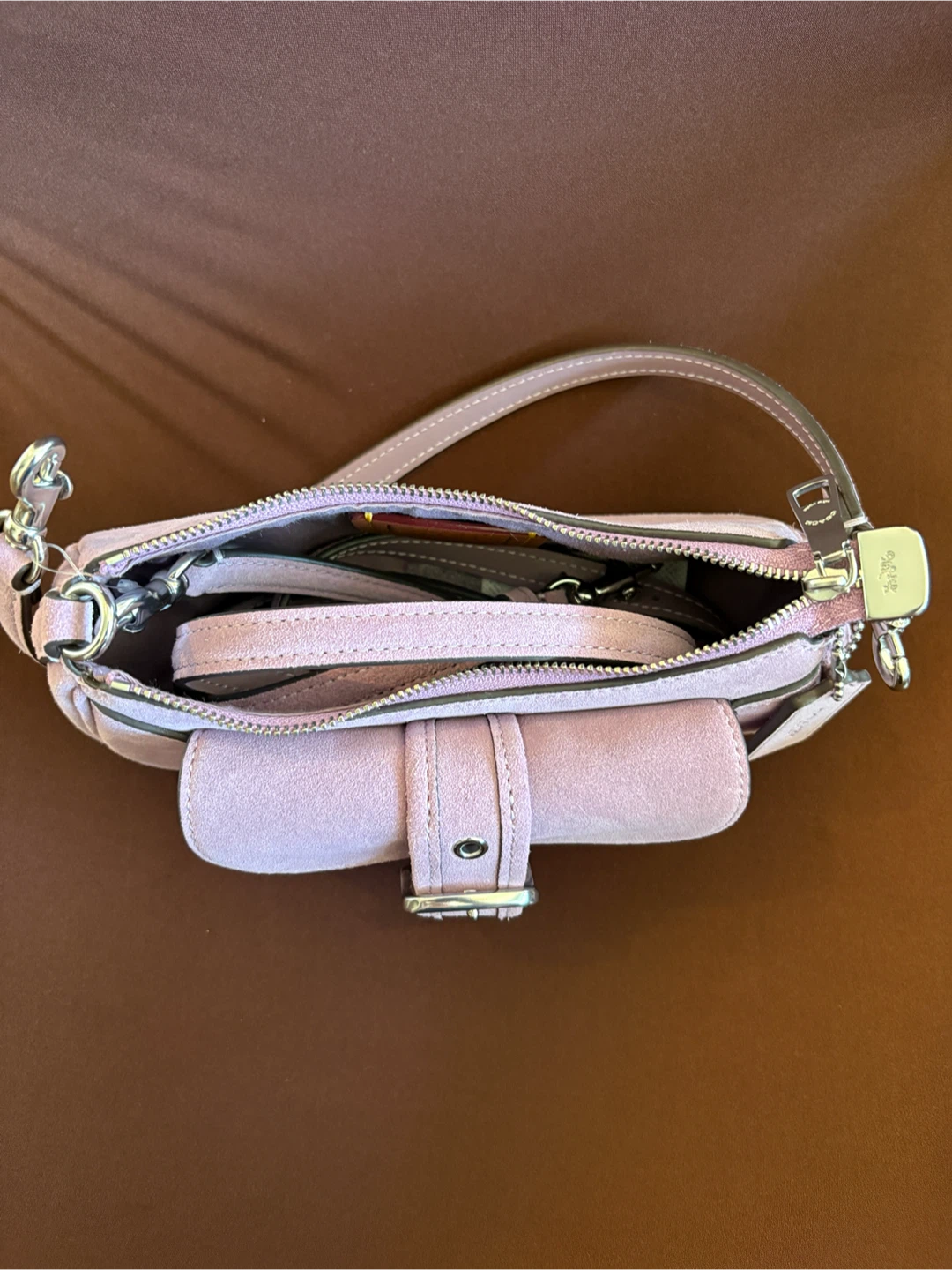 Coach Ashton Mini Shoulder Bag Suede Violet Brand New - photo 3