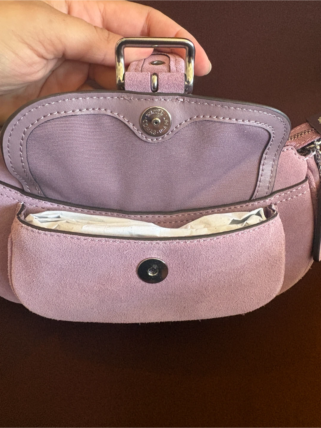 Coach Ashton Mini Shoulder Bag Suede Violet Brand New - photo 5