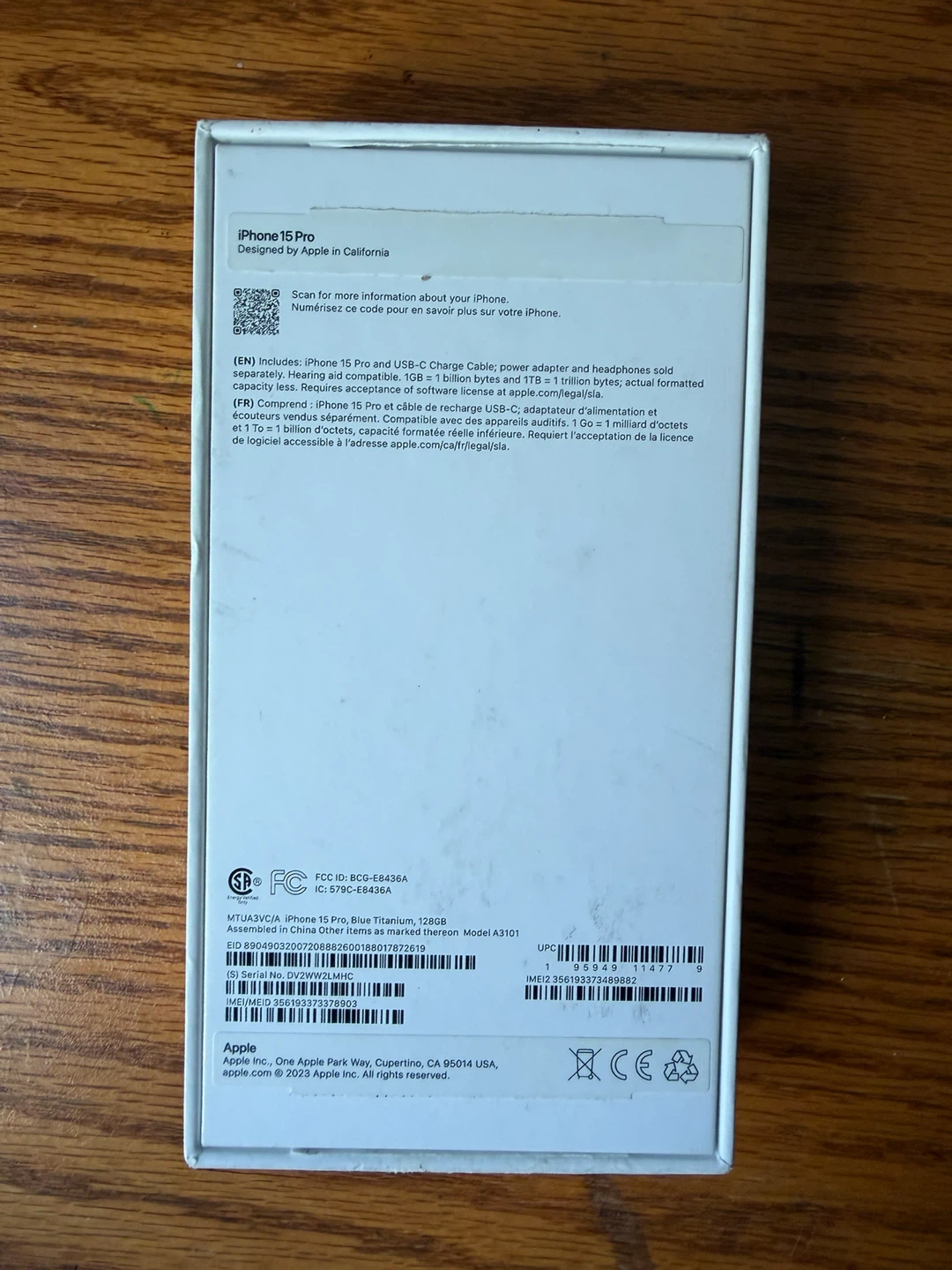 Apple iPhone 15 Pro 128GB Blue Titanium