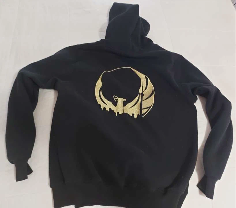 Black Hoodie with Gold Phoenix Logo and "Beyond Our Street" Text
