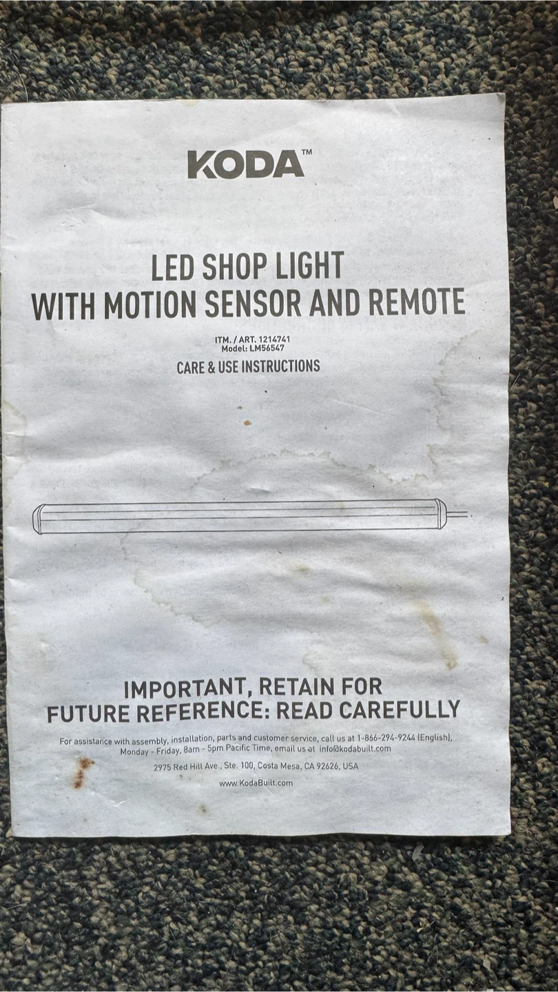 Koda LED Shop Light with Motion Sensor and Remote - photo 2