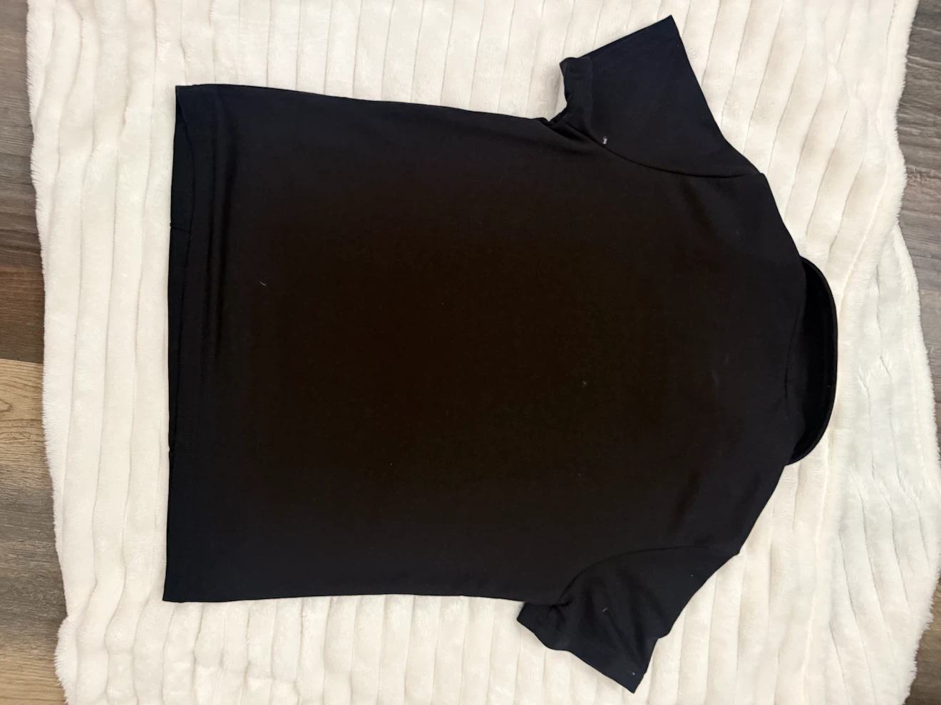Black Collared Zip-Up Short Sleeve Shirt