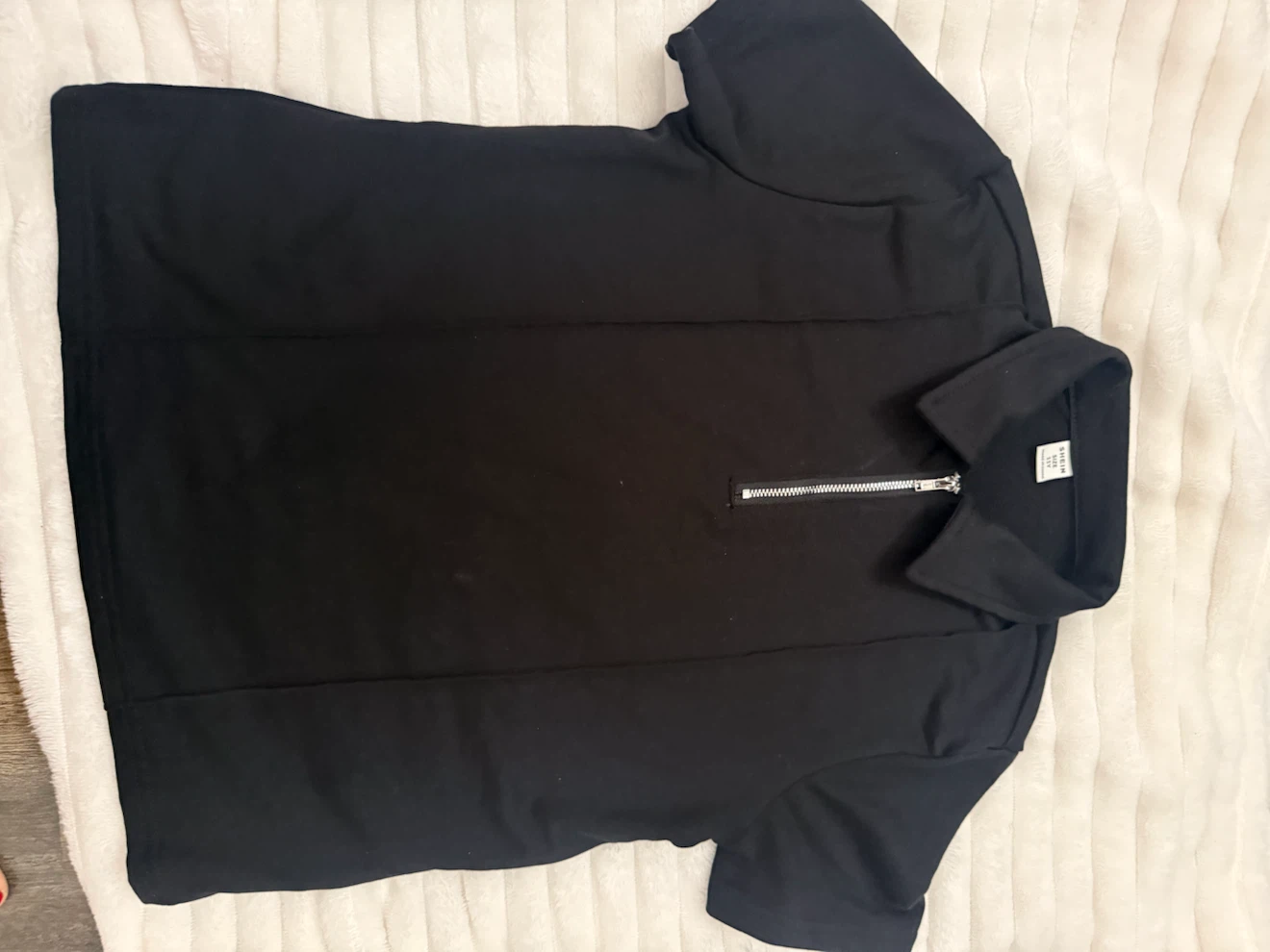 Black Collared Zip-Up Short Sleeve Shirt - photo 2