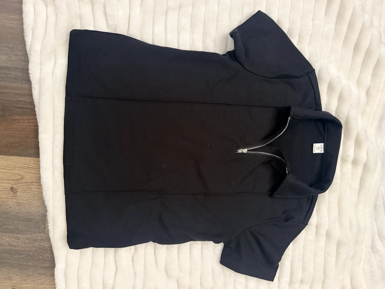 Black Collared Zip-Up Short Sleeve Shirt - photo 3