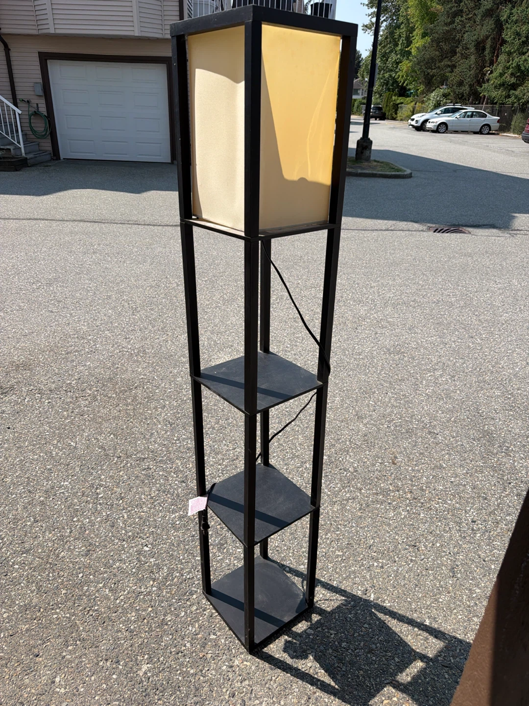 Black Floor Lamp with Shelves