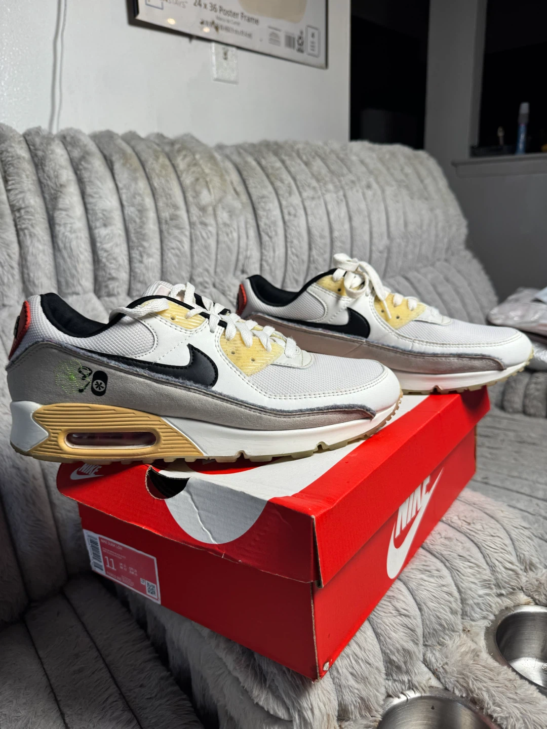Nike Air Max 90 Men's Shoes White/Black Size 11.5 - photo 3