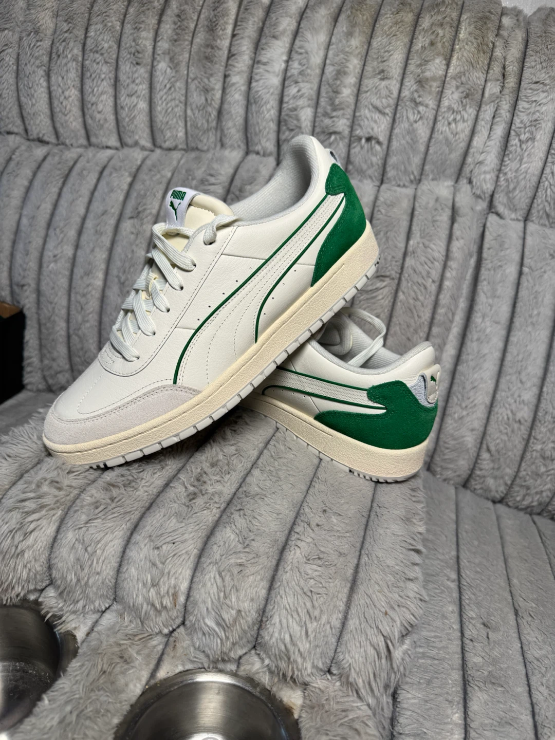 Puma White/Green Low Top Sneakers