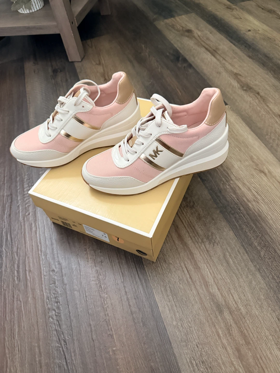 Michael Kors Mabel Wedge Trainers - Pink/White/Gold - Size 7 - photo 2