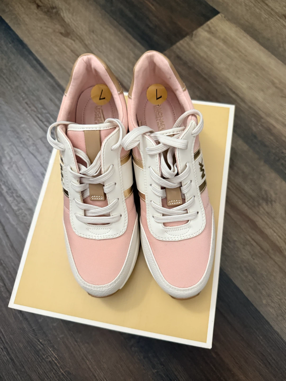 Michael Kors Mabel Wedge Trainers - Pink/White/Gold - Size 7 - photo 4